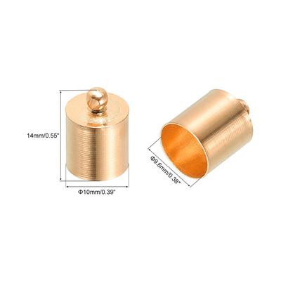 50Pcs Cord End Caps 9.6mm Brass for Jewelry Making 14mm Length