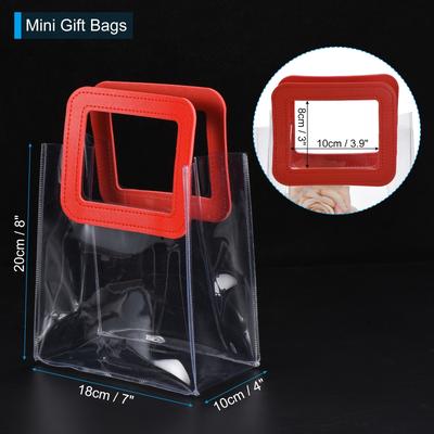 24Pcs Clear Gift Bags with Handles Reusable Transparent PVC Mini Gift Wrap Bag - 7x4x8 Inch