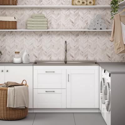 WYNDENHALL Marina Transitional Laundry Cabinet with Faucet and Stainless Steel Sink