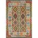 Reversible Kilim Rug Hand-Woven Oriental Wool Foyer Carpet - 3'4"x 5'0"