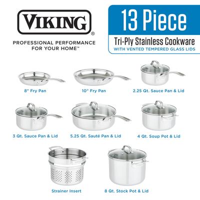 Viking 3-Ply Stainless Steel 13-Piece Cookware Set