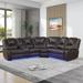 Modern PU Leather Manual Reclining Corner Sectional Sofa with Console - 102"Wx98"Dx39"H