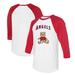 Women's Tiny Turnip White/Red Los Angeles Angels Girl Teddy 3/4-Sleeve Raglan T-Shirt