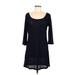 J Valdi Casual Dress - A-Line Boatneck 3/4 sleeves: Blue Print Dresses - Women's Size Medium