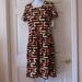 Lularoe Dresses | Lularoe Amelia Dress Xl Nwt $48 Peach Black & Ivory Off White Print Fit & Flare | Color: Black/Cream | Size: Xl