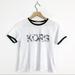Michael Kors Tops | Michael Kors Floral Embellished Ringer White Shirt | Color: Black/White | Size: S