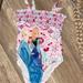 Disney Swim | Disney Store Frozen Elsa Anna Pink Girls One Piece Bathing Suit Swimsuit Size 4 | Color: Pink/Purple | Size: 4g