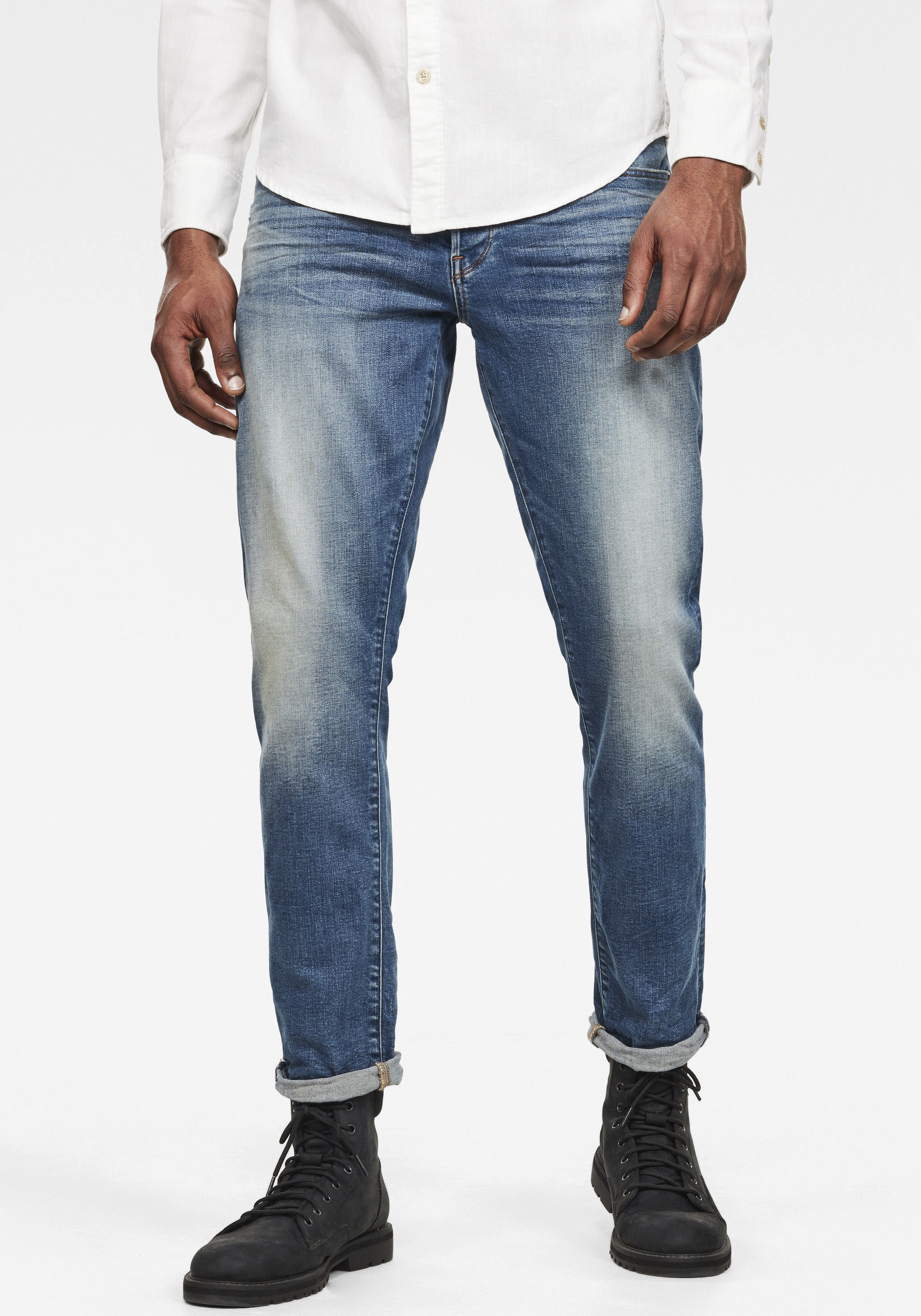 Regular-fit-Jeans G-STAR "3301 Straight Tapered", Herren, Gr. 32, Länge 34, blau (modern vintage blau), Denim/Jeans, Obermaterial: 99% Baumwolle, 1% Elasthan, normal normal, Jeans
