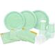 HEKU Party-Einweg-Set, 120-teilig in mint I Geeignet für 30 Gäste | Inklusive Pappteller, Partybecher (0,25 l) & Servietten (33x33 cm) I Ideal für Partys, Grillabende, Geburtstage & Hochzeiten