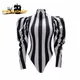 Miss Beetlejuice Cosplay Costume Robe sexy Combinaison Strihear noire et blanche Body