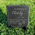 Personalisable Pet Memorial Slate Stone Plaque in Size 10x10cm Cat Dog Dark Grey Grave Marker