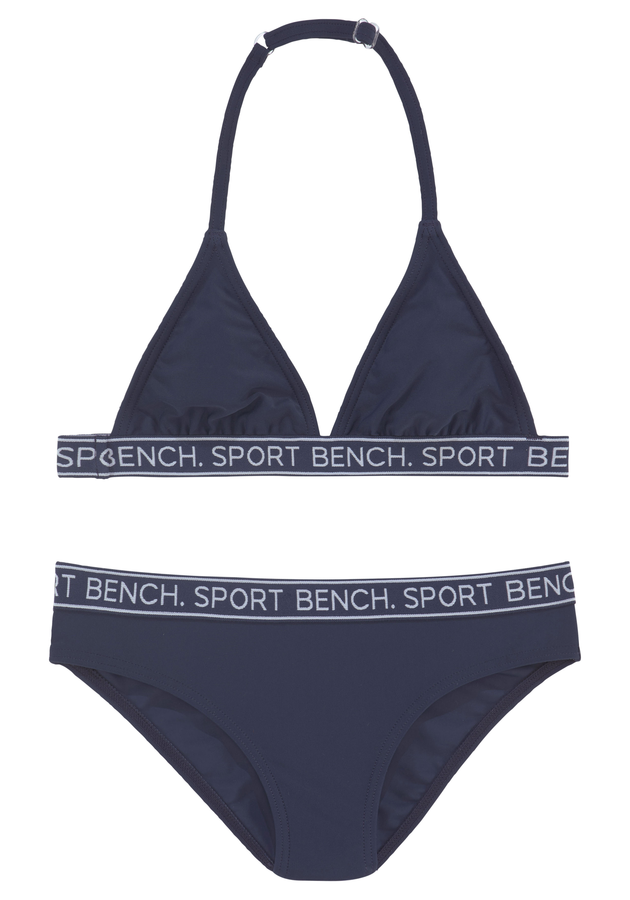 Triangel-Bikini BENCH. "Yva Kids", Kinder, Gr. 158/164, N-Gr, blau (marine), Recycling-Polyamid, unifarben, Bikini-Sets, in sportlichem Design und Farben Image