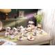 Tea Coffee Family Set for Mothers Day Coronation Party- Cake Stand, Teapot, Milk Jug, Plates, Cups/ Saucers (Birds)