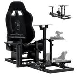 Marada Flight Simulator Cockpit with Game Seat Fit for Thrustmaster HOTAS Warthog Logitech G29 PC