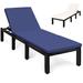 Gymax Patio Lounge Chair Rattan Chaise w/ Adjustable Navy/Red & Off