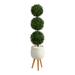 51" Boxwood Triple Ball Topiary Artificial Tree in White Planter - 19"