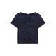 TOM TAILOR Mädchen Kinder T-Shirt mit Rippstruktur 1035699, Blau, 128