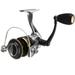Quantum Strategy Spinning Fishing Reel Size 40 Reel Changeable Right- or Left-Hand Retrieve Lightweight Composite Body and Rotor TRU Balance Rotor EVA Handle Knob 5.2:1 Gear Ratio Silver/Gold