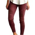 Mrat Slim Fit Pants Women Full Length Pants Fashion Ladies Skinny Pants High Waist Stretch Slim Pencil Trousers Female Casual Pencil Pants Wine XXXXL