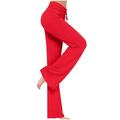 Mrat Jogging Pants Women Full Length Pants Ladies Loose High Waist Wide Leg Pants Workout Out Leggings Casual Trousers Yoga Gym Pants Summer Pants Female Red XL