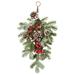 Baocc Home Decor Artificial Window Garland Teardrop Wall Christmas Rattan Ornaments Frosted Winter Cones Decor Hanging Door Red for Front Berries Holiday Decoration & Hangs Wreath Green