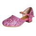 yinguo glitter children girl s rhinestone ballroom latin tango dance shoes heeled shoes hot pink 31