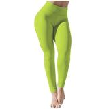 Mrat Women Wide Leg Pants Full Length Yoga Pants Ladies Soft High Waist Stretch Pleated Yoga Pants Casual Fitness Leggings Trouser Female Athletic Pants Yellow S