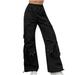 Mrat Cargo Pants for Women Full Length Pants Ladies Street Style Fashion Design Sense Multi Pocket Overalls Low Waist Sports Pants Female Dressy Casual Pants Black S