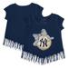 Girls Toddler Tiny Turnip Navy New York Yankees Baseball Bow Fringe T-Shirt