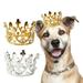 Deyuer Pet Headgear Adorable Cosplay Mini Birthday Wedding Hat Dogs Hair Crown Photography Props Silver