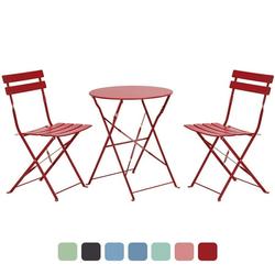 Grand Patio Metal 3-Piece Folding Bistro Table and Chairs Set Outdoor Patio Dining Furniture for Small Spaces Balcony Red