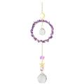 Decorative Pendant Natural Amethyst Aquamarine Hollowed Out Moon Star Circle Pearl Ball Wind Chimes Suncatcher