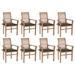 vidaXL Patio Dining Chairs Outdoor Folding Chair with Cushions Solid Wood Teak