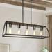 Modern Farmhouse 5-Light Chandelier Wood Grain Island Lights - L27.5 xW9.5 xH 8.5