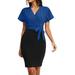 VBARHMQRT Female 1950S Dresses for Women Work Party Casual Ladies Dress Sleeves Lace up Color Matching Contrast Color Pencil Skirt Sexy Dress New Years Eve Dress