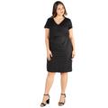 Short Sleeve V Neck Plus Size Faux Wrap Dress