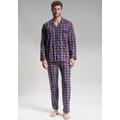 Pyjama GÖTZBURG "Clubhouse" Gr. 50, blau (blau, dunkel, karo) Herren Homewear-Sets Pyjamas