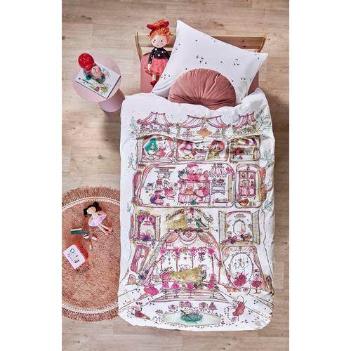 „Kinderbettwäsche BEDDINGHOUSE X HANNEKE DE JAGER „“Mousehouse““ Bettwäsche Gr. B/L: 100 cm x 135 cm (1 St.), B/L: 40 cm x 60 cm (1 St.), Renforcé, rosa Renforcé-Bettwäsche“