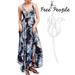 Free People Dresses | Free People Intimately Through The Vine Black Blue Floral Maxi Split Dre | Color: Black/Blue | Size: Xs