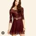 Free People Dresses | Free People Lace Burgundy Off The Shoulder Dress (L) | Color: Red | Size: L