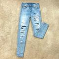 American Eagle Outfitters Jeans | American Eagle Next Level Distressed Skinny Leg Denim Light Wash Jean Jegging | Color: Blue | Size: 2