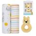 Disney Other | Disney 3-Piece Winnie The Pooh Swaddle Set With Rattle | Color: Orange/White | Size: 44 In.X44 In.