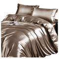 TGPOLI silk duvet cover double,Summer Silk Four-piece Set, Mulberry Silk Duvet Cover Sheet, Ice Silk Silk Satin Skin-friendly Bedding,G,220x240cm(4pcs