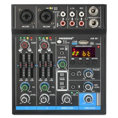 Compléter EBOSS 4 canaux Audio centre commercial Bluetooth RCA Portable Dj Sound Table USB PC Static