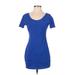 Venus Casual Dress - Bodycon Scoop Neck Short sleeves: Blue Print Dresses - Women's Size Small
