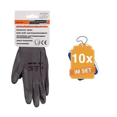 MANNESMANN Arbeitshandschuhe Gr. 7, 10x im Set Schutzhandschuh Grau M40370-10-SET Image