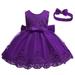 ZHAGHMIN Baby Boho Dress Baby Girls Lace Bowknot Princess Wedding Formal Tutu Dress+Headband Set Clothes Features Girl Dresses Size 10 Birthday Dresses for Girls 5 Years Old Short Sleeve Dress Girl
