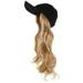 Long Curly Wig Hat Peaked Cap Wig Hat with Hair Attached Synthetic Wig for Women