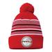 Nike Accessories | At4 12 In Striped Knit Pom-Pom Top Beanie- Red/ White/ Grey/ Black | Color: Black/Red | Size: Os