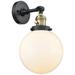 Beacon 8" Black Antique Brass Sconce w/ Matte White Shade